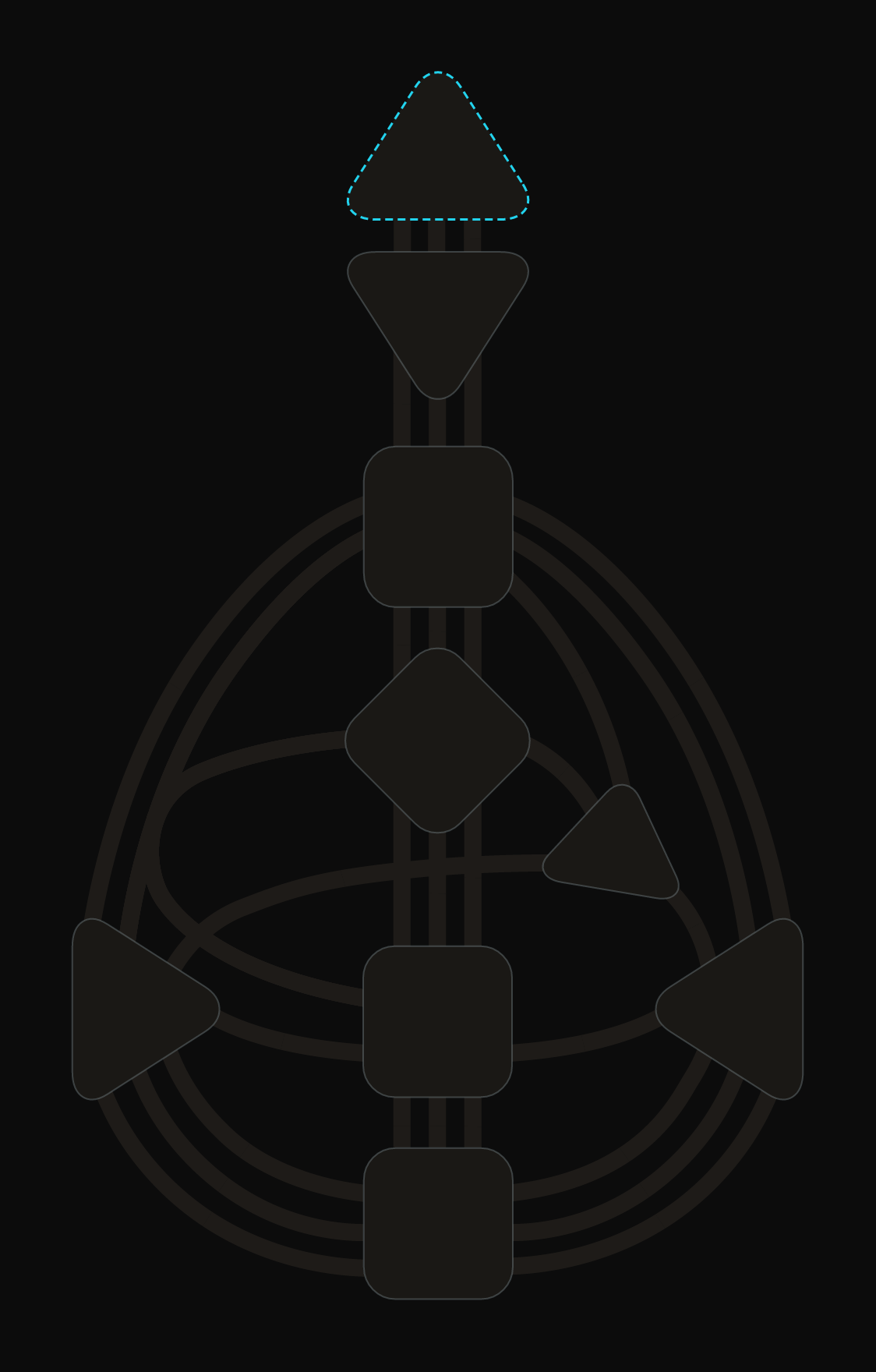 Human Design bodygraph highlighting the Head center as open, shown with a dashed cyan outline