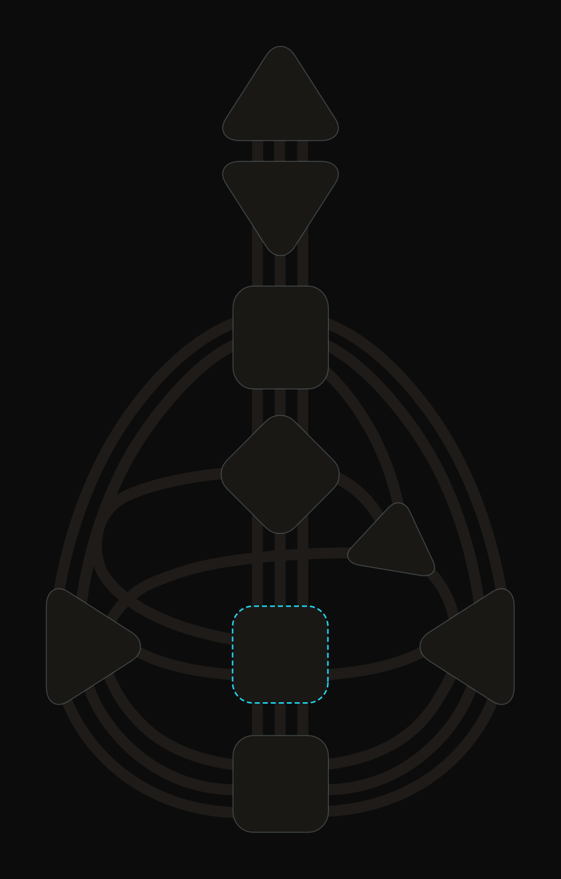 Human Design bodygraph highlighting the Sacral center as open, shown with a dashed cyan outline