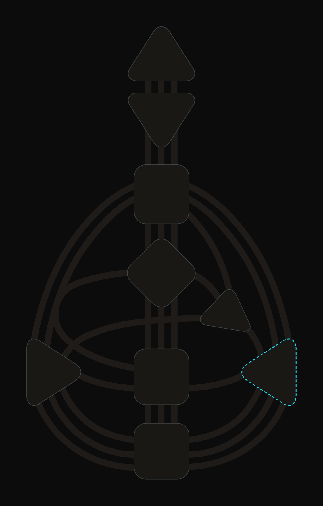 Human Design bodygraph highlighting the Solar Plexus center as open, shown with a dashed cyan outline